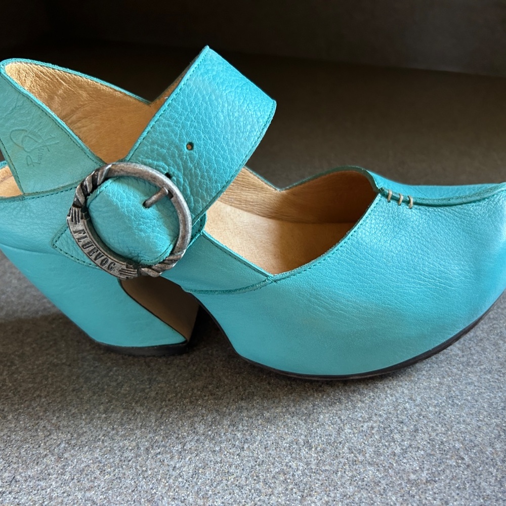 Fluevog Prepare Guide Slingback Turquoise Size 8